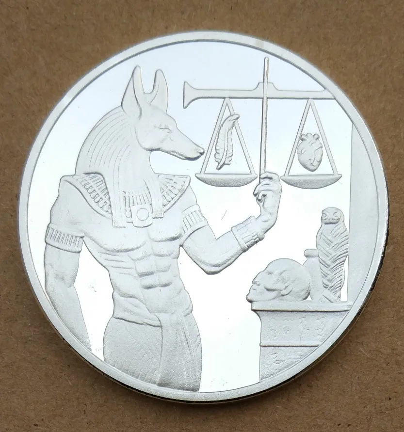 40 мм сувенирная монета Anubis египетская религия с серебряным покрытием|coin coins|coin