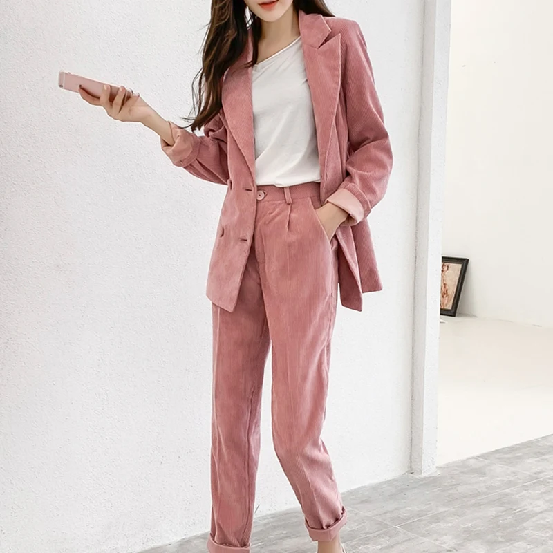 Bella Philosophy high street двубортный вельветовый Блейзер брюки теплая куртка Офисная