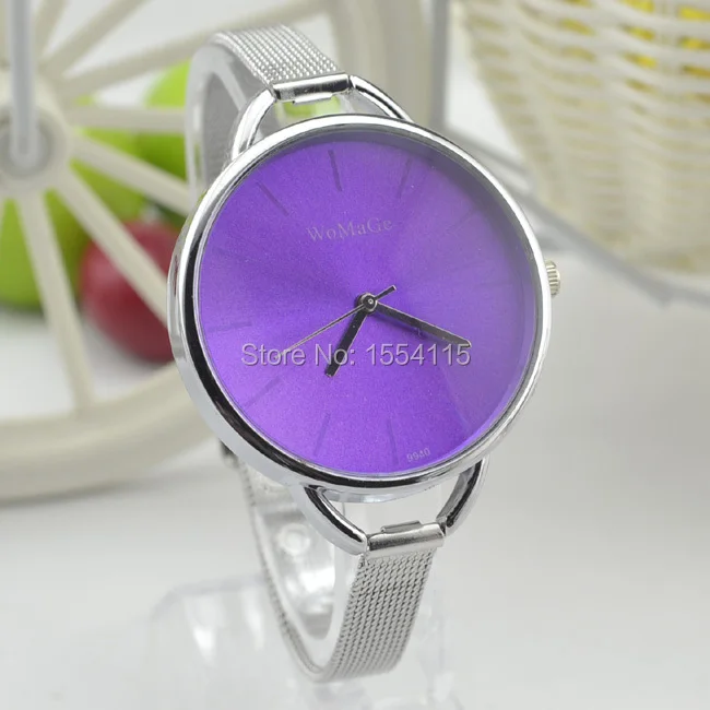 50 шт./лот лидер продаж серебряный тонкий стальной ремешок женские кварцевые часы