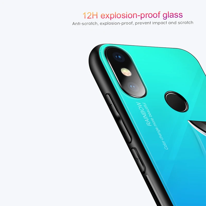 Amzboon Gradient Tempered Glass Case For Redmi Note 5 case Luxury Soft Silicone Frame Back Cover pro Phone | Мобильные телефоны и