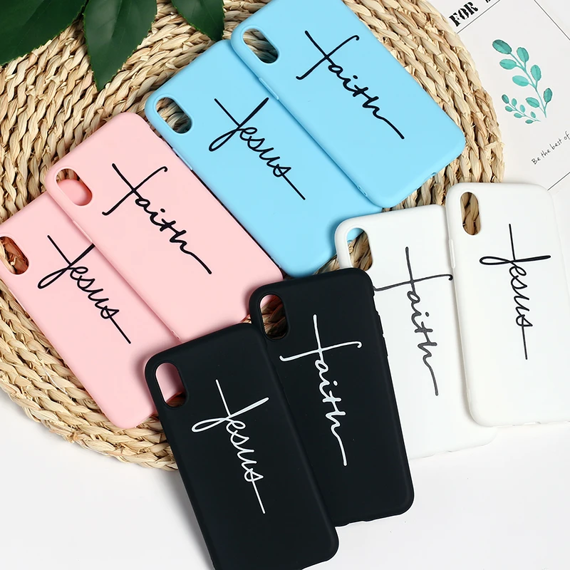 Jesus Faith Christian Religion Cross Soft Silicone Frosted Matte Case Cover For iPhone 11 Pro 6 6S 12 8 8Plus X 7 7Plus XS Max | Мобильные