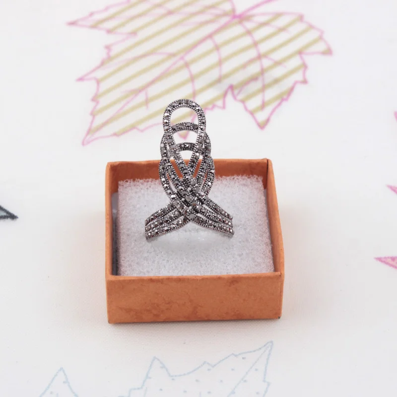 Женское Винтажное кольцо Ajojewel черные стразы в форме короны вечерние аксессуары