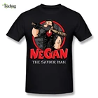 С О-образным вырезом Для мужчин Negan Спасителя футболка и шорты с изображением Человека Красивые футболки с круглым вырезом Футболка Большие размеры Тис приятные с короткими рукавами