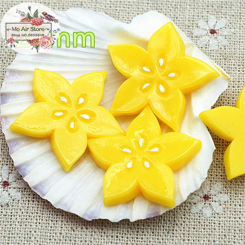 10 шт. carambola фруктовый Кабошон из смолы с плоской задней стороной миниатюрный еда