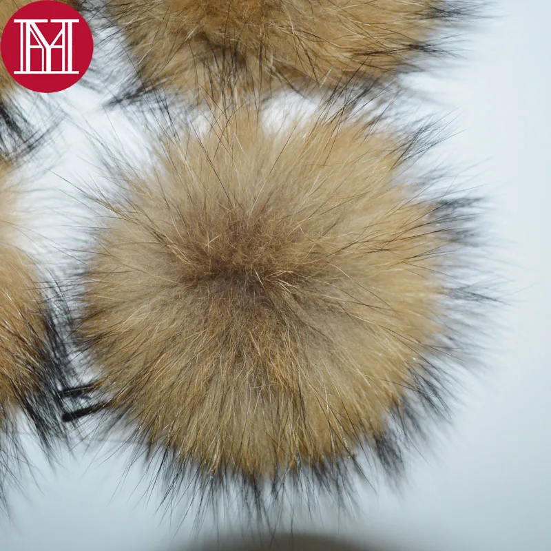 Помпоны из 100% натурального меха енота 12 см роскошные меховые шарики помпон для