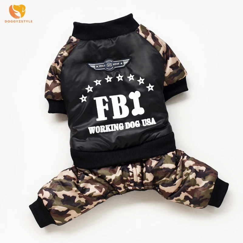 Камуфляжный комбинезон для собак FBI теплые осенне-зимние костюмы щенков и кошек