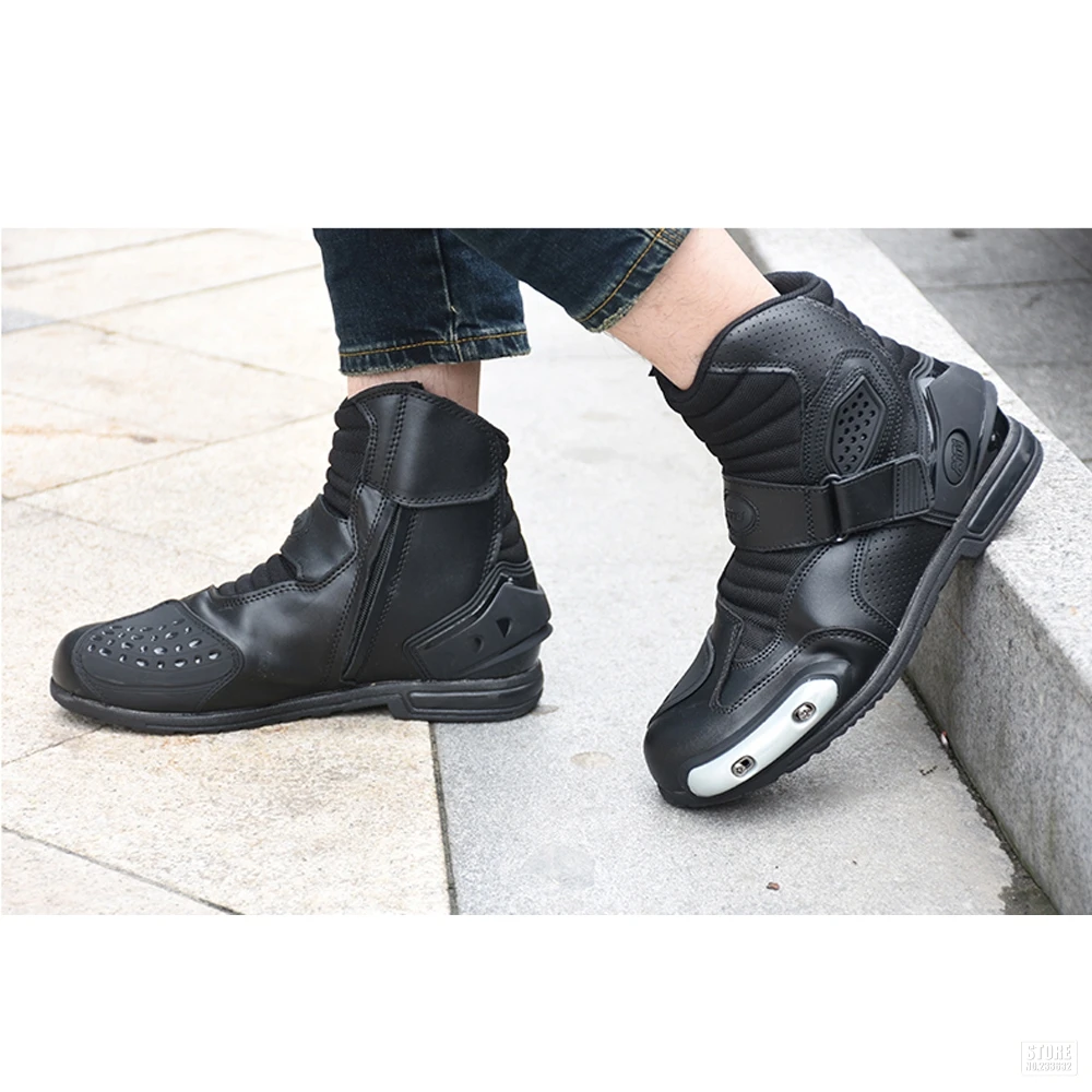 AMU/кожаные ботинки в байкерском стиле мужские для мотокросса обувь езды на