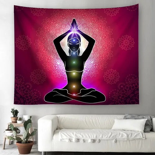 Индийские гобелены с Буддой phychedelic Мандала настенная ткань muur doek спальня dorm декоративная настенная вешалка одеяло чакра гобелен - Цвет: 1