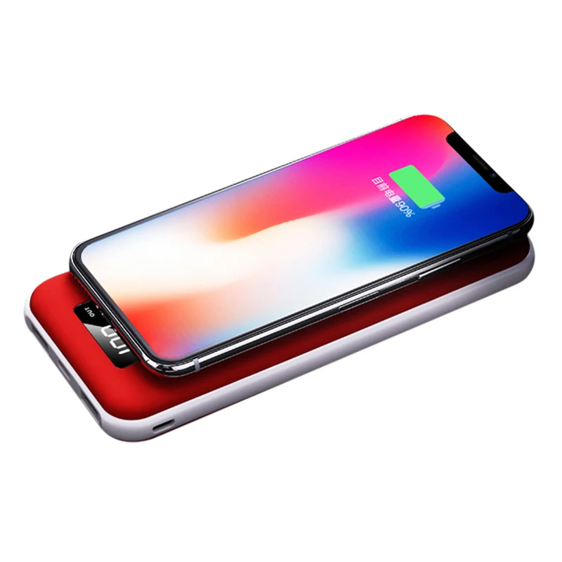 QI Беспроводной Зарядное устройство Мощность банк 10000mAh с цифровым Дисплей 5V 2A внешний Батарея Мощность банк для iphone X samsung Xiaomi