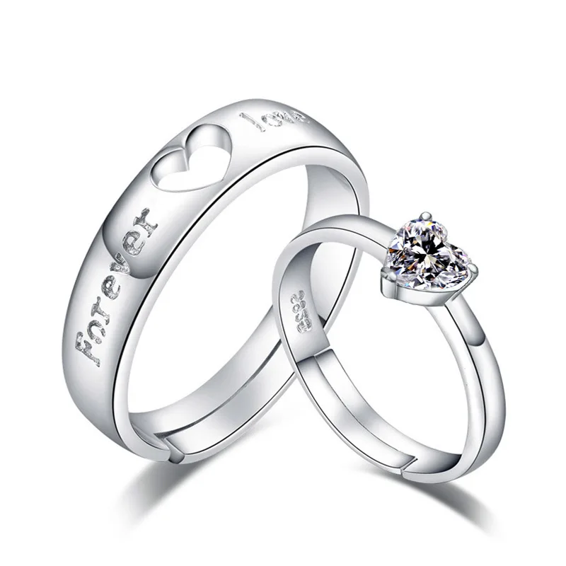 Фото Романтическое кольцо с надписью Forever модное серебряное кристаллами открытые