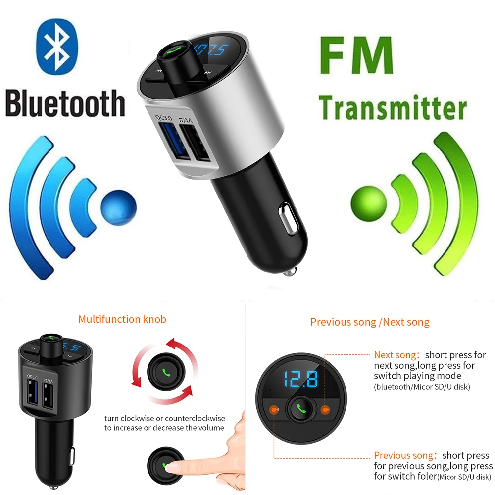 Высокое качество bt56 беспроводной Bluetooth Автомобильный fm передатчик с QC3.0 Быстрая