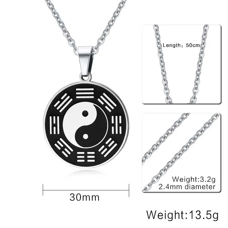 Кулон из нержавеющей стали Yin Yang Circle металлическая бирка китайский кулон Tai Chi Bagua