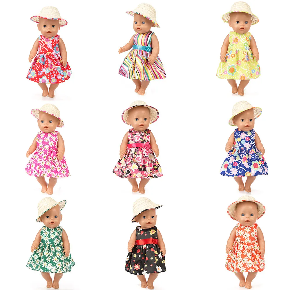 Соломенная шляпа + платье для куклы Reborn Doll 43 см Одежда 17 дюймов | Игрушки и хобби