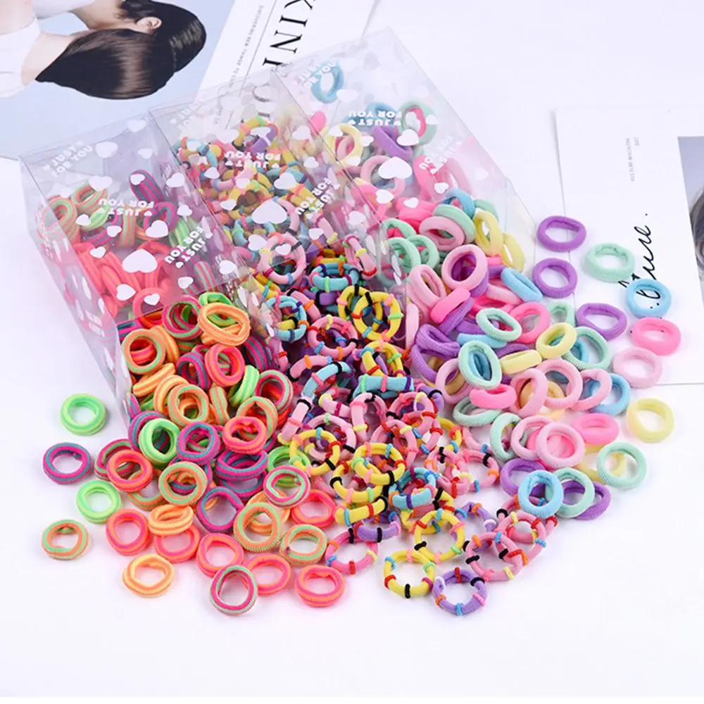

100Pcs/box Children Cute Small Ring Rubber Bands Tie Gum Ponytail Holder Elastic Hair Band Headband Baby Girls Hair Accessories