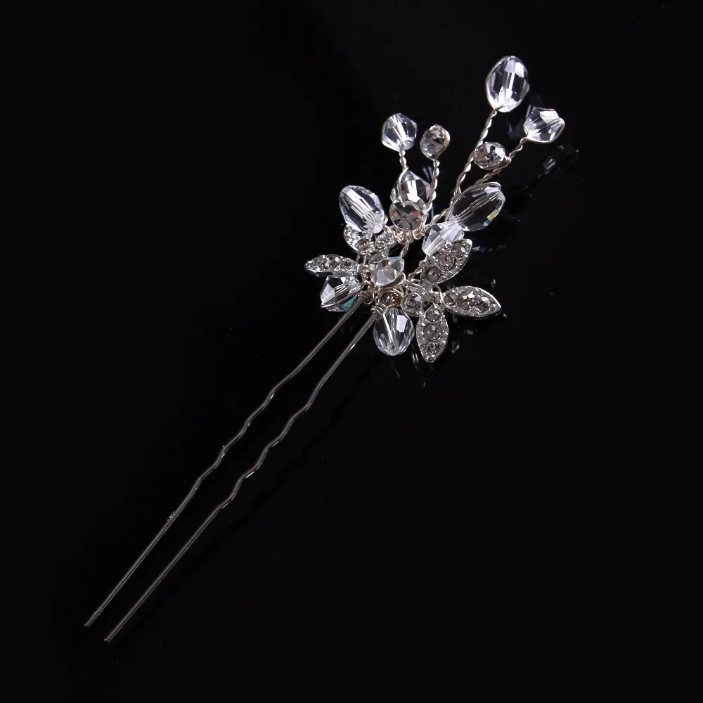 Свадебная шпилька для волос с кристаллами и цветочным рисунком| |