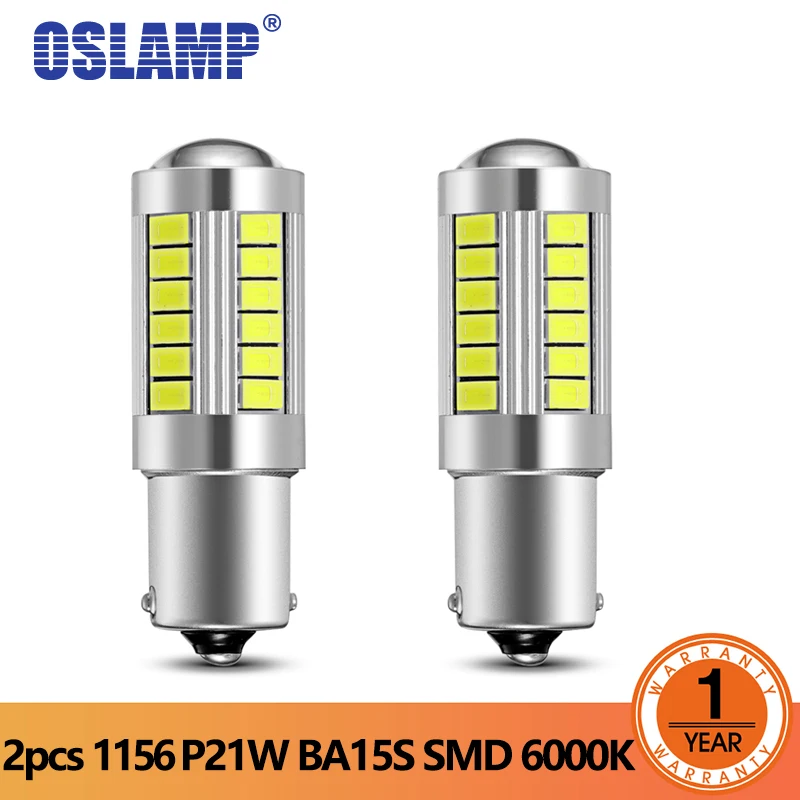 2 шт. Автомобильные светодиодные лампы Oslamp 1156 P21W BA15S 33 Вт 12 В|Сигнальная лампа| |
