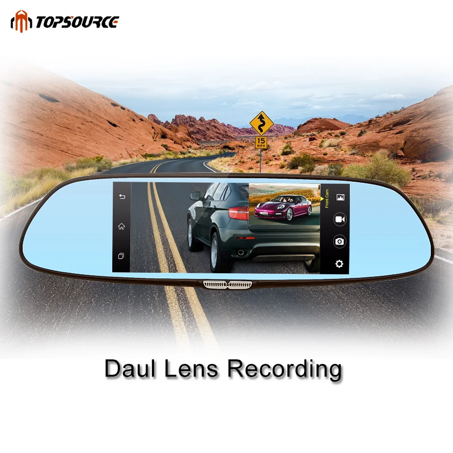 Автомобильный видеорегистратор TOPSOURCE Android 3G Bluetooth с двумя объективами зеркало