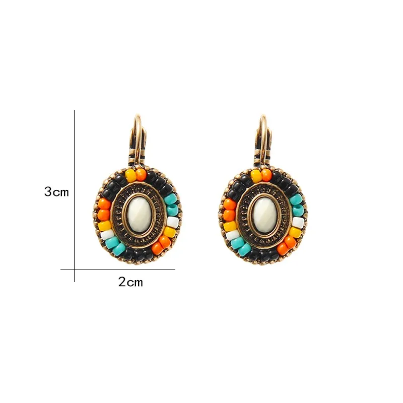 Bohemian National Wind Flower Earrings Clip On The Wholesale Cheap Colorful Resin Beads For Women Custume Gift | Украшения и