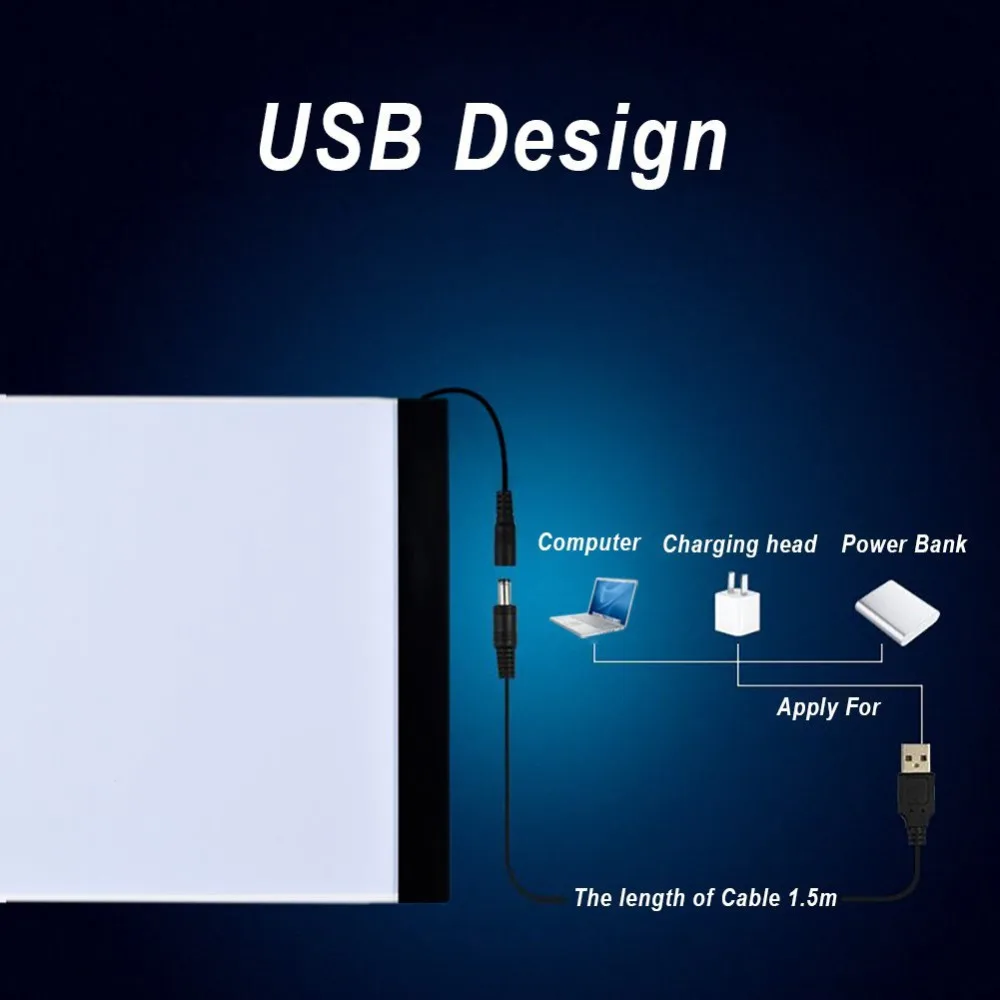 Ультратонкая портативная светодиодная световая коробка A4 usb-кабель питания с