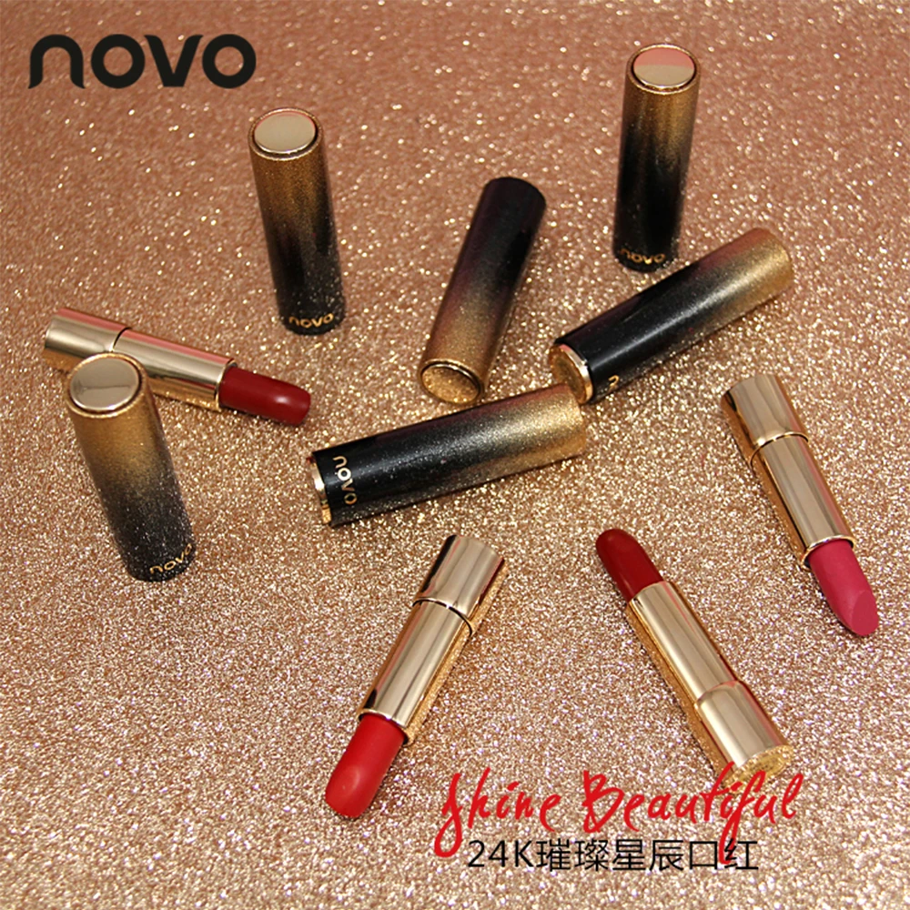 NOVO 6 Colors Nude Matte Lip Makeup Lipstick Long Lasting Easy To Wear Moisturizing Sexy Red Smooth Tint BN104 |