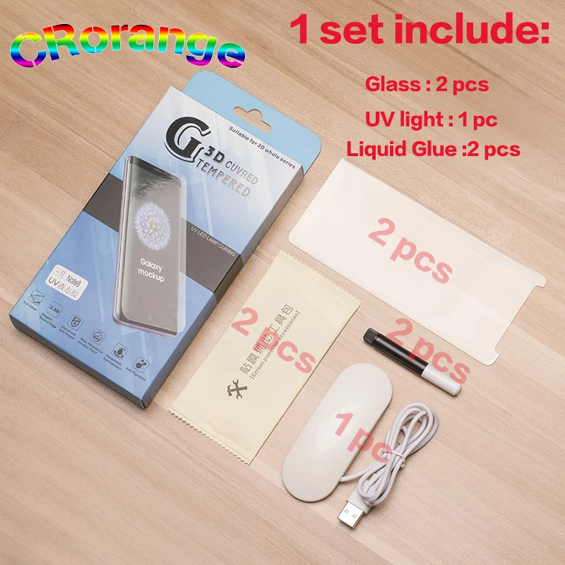 2 шт. защита экрана с жидким клеем для Samsung Note 8 УФ Galaxy S8 S9 Plus закаленное стекло 9 S10e
