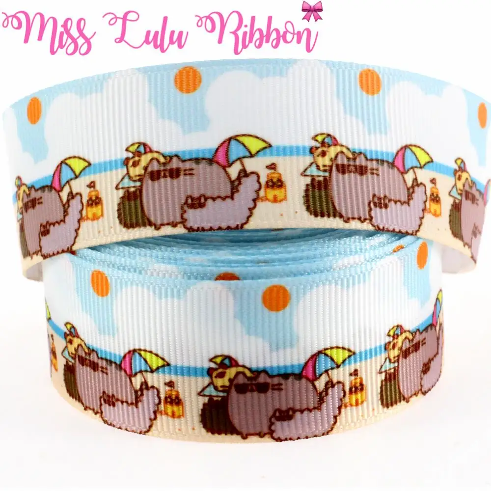 1 &quot25 мм мультфильм серии голубое небо Sandbeach печатных Grosgrain ленты DIY подарочные