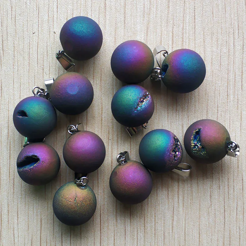 

Wholesale 10pcs/lot 2019 new fashion natural stone multicolour onyx ball shape pendants charms fit jewelry making free