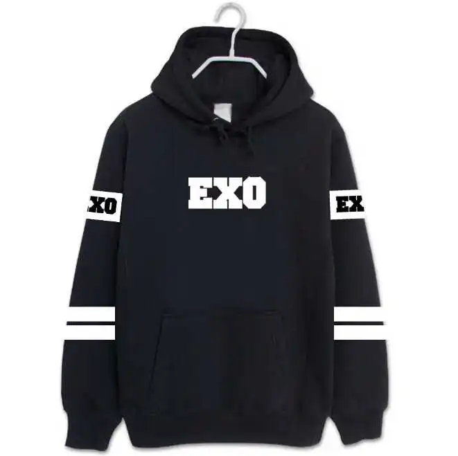 Новое поступление осенней коллекции 2015 Модный черный пуловер в стиле K POP exo для