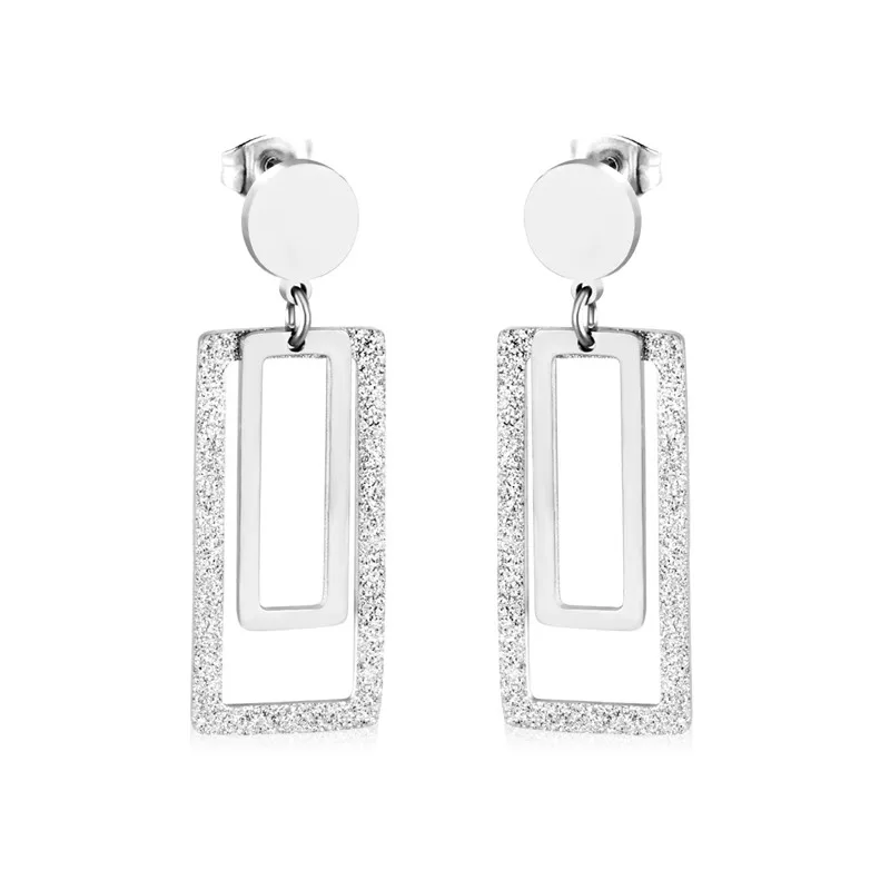 silver LUXU стальные скрабы геометрические свисающие серьги женские Bijoux Нержавеющая сталь Золото/Серебро Push Back серьги вечерние Прямая поставка - Окраска металла: silver