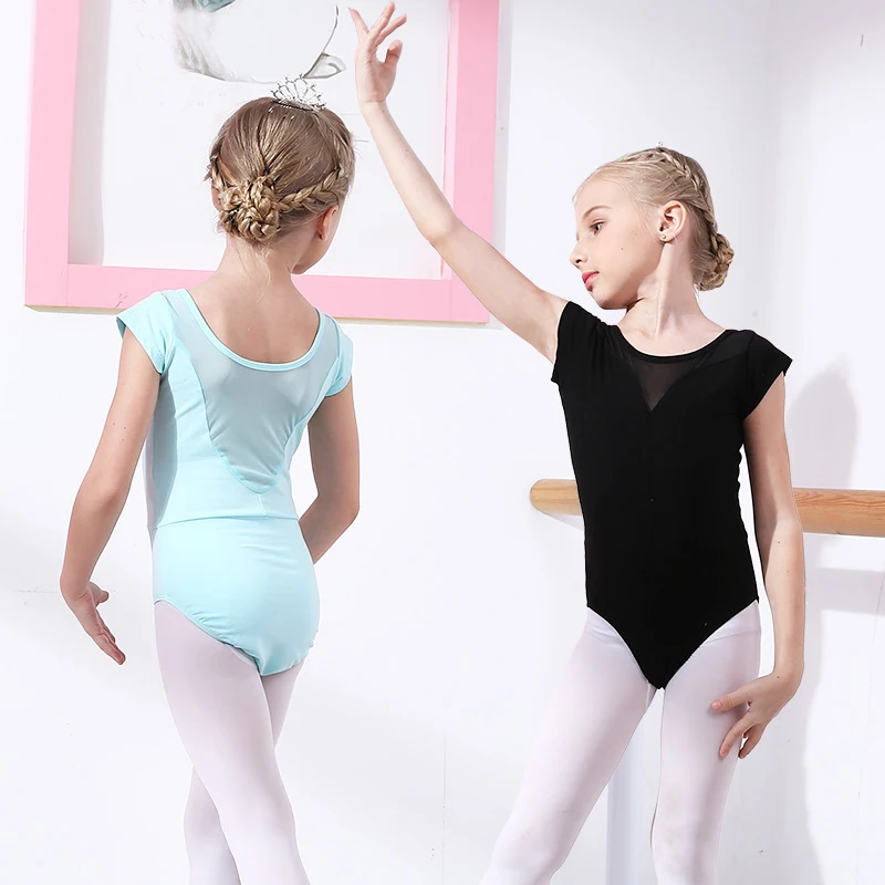 

Free shipping Children's dance practice costumes girls short sleeve ballet lace hollows leotard adult sizes available JQ-147