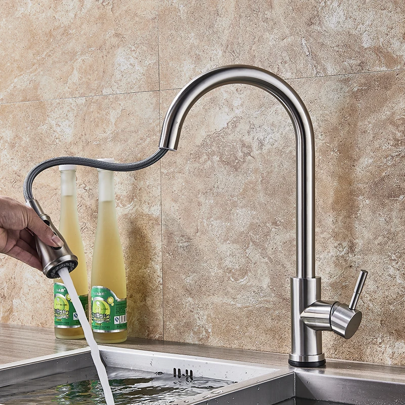 Pull Out Sensor Kitchen Faucet Stainless Steel Sensitive Touch Control Faucet Mixer For Kitchen Touch Sensor Kitchen Mixer Tap