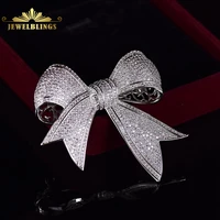 bling full micro pave clear cz victorian ribbon bow brooch antique bowtie pins edwardian jewelry for women suit coat scarf shawl