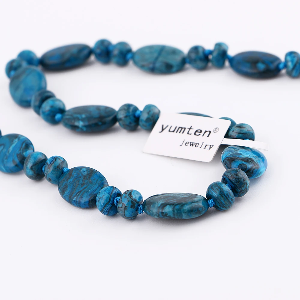 Юмбен синее Бирюзовое Ожерелье мощность натуральный кристалл женские ювелирные