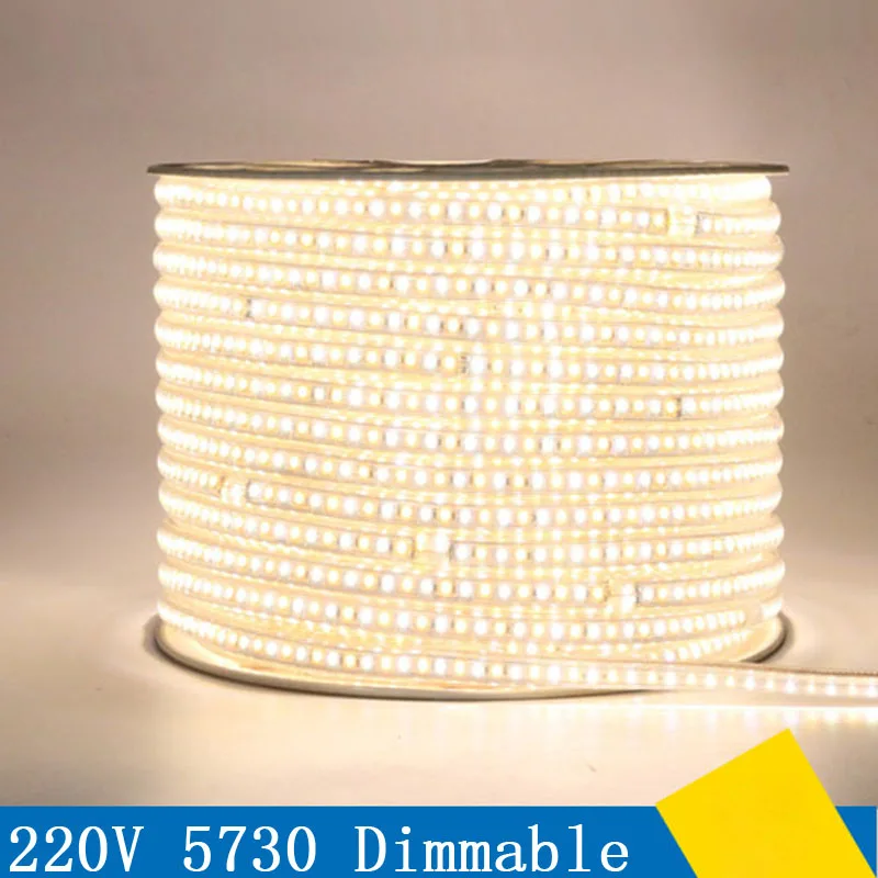 20 м/лот 120 светодиодов/м Светодиодная лента AC220V SMD 5630/5730 белый/теплый белый