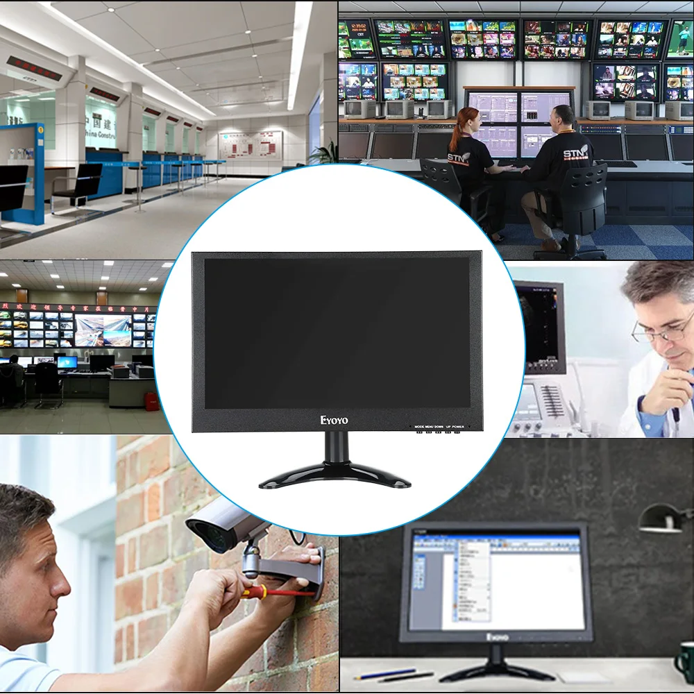 EYOYO 1" TFT-IPS монитор 1920x1080 BNC VGA AV USB HD видео вход с пультом дистанционного управления 400cd/m2 для ПК CCTV DVR камера безопасности