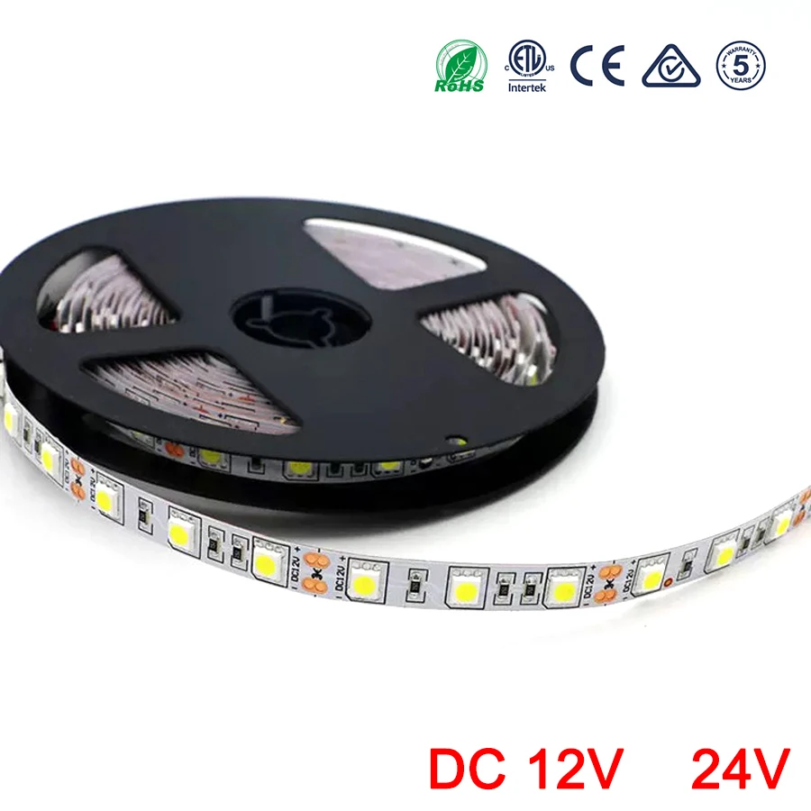 12 В 24 В Светодиодная лента RGB 5050 SMD 60 Светодиодный s/m светодиодный светильник DC 5 м 12 24 В Вольт Светодиодный светильник str ambi водонепроницаемая лампа лента ТВ ПОДСВЕТКА