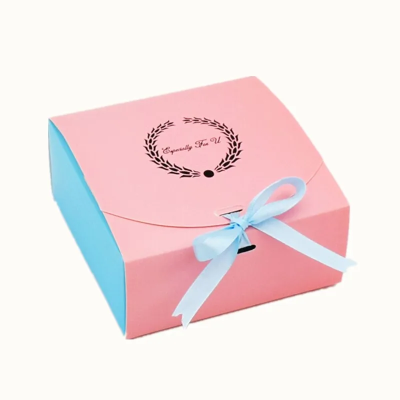 3 размера розовая Подарочная коробка для свадебного торта с лентой большая