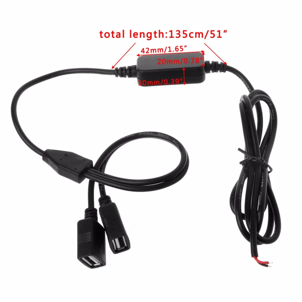 Автомобильное зарядное устройство с двумя USB портами 12 В до 5 3 А|Кабели адаптеры и