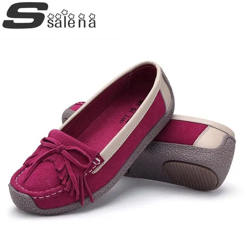 New Women Suede Leather Shoes Woman Flats Cowhide Flexible Spring Boat Soft Bottom Loafer B230 | Обувь