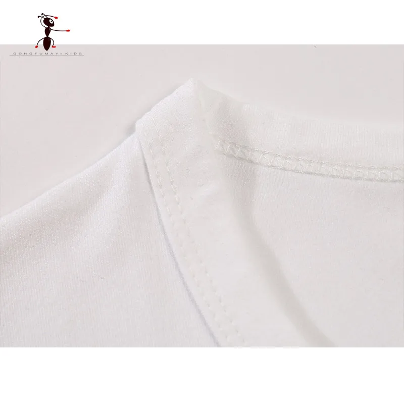 

Kung Fu Ant 2018 Summer T-shirt for Boys Short Sleeve O-Neck Cotton Cartoon Animals Summer Children Blue White Shirt 3D01