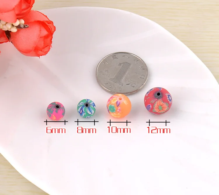 100 шт./лот разноцветные бусины из полимерной глины 10 мм Fimo в форме цветка оптовые