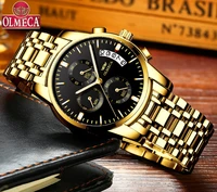olmeca men watch luxury watches relogio masculino 3atm waterproof watches calendar wristwatch for men stainless steel band saat