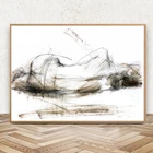 Абстрактный сексуальный женский художественный холст живопись черный и белый обнаженный эскиз женщины Плакаты Hd печать Настенная картина для украшения спальни
