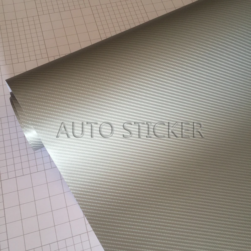 10/20/30/40/50X152 см Серебристая 4D виниловая пленка из углеродного волокна для