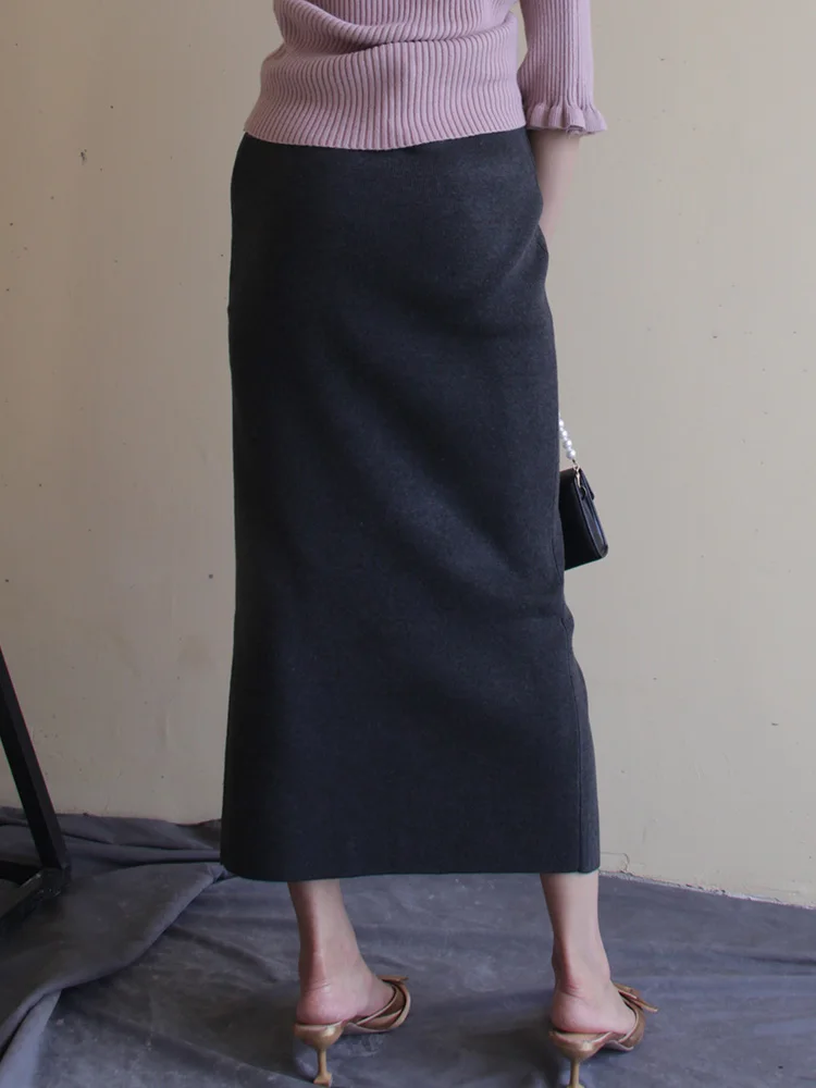 Free Shipping 2020 New Fashion Long Maxi Autumn And Winter High Waist Vintage Stretch Pencil Skirt With Slit Women S-XL Button | Женская