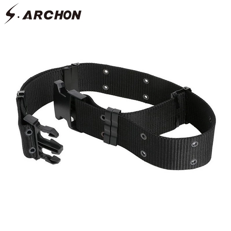 S.ARCHON Thick Adjuster Buckle Tactical Nylon Belt Men Casual Fastness Buttonhole Military Waist Survival Combat Army Belts | Аксессуары