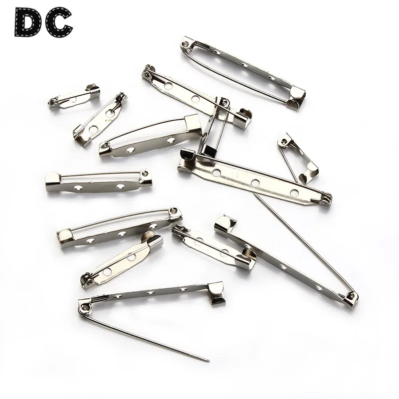 Металлическая брошь серебристого цвета 30 шт./лот с 2 отверстиями для рукоделия