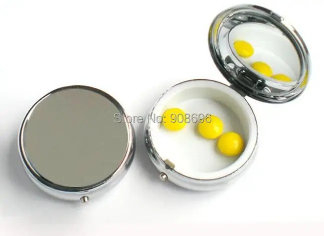 10 шт. круг пустые металлические таблетницы Органайзер чехол Серебристая &