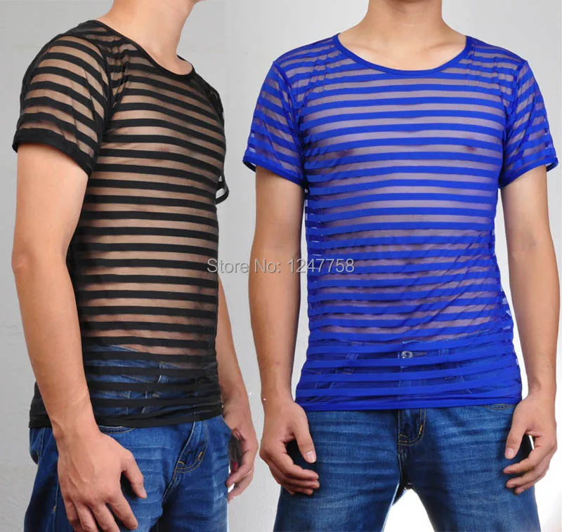 Сексуальная мужская футболка нижнее белье мужское Сетчатое Прозрачное в