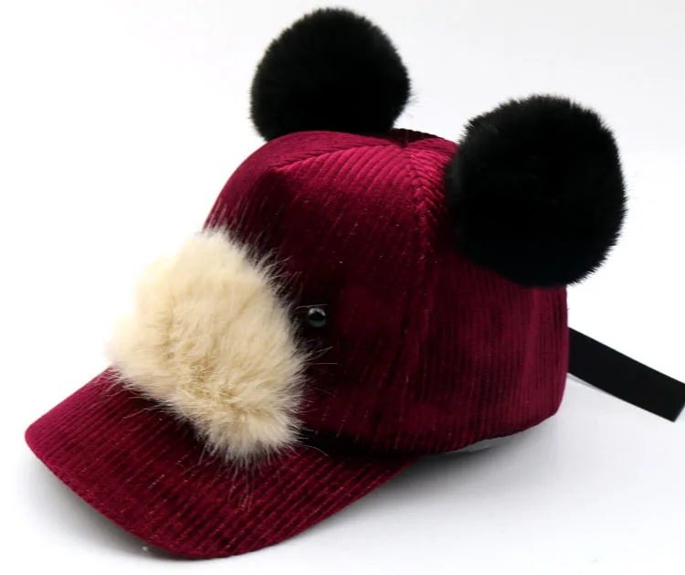 Hat for boy and girl Children's hat 2018 autumn winter new cute cartoon double ball pompom hats baseball caps kids Snapback | Детская